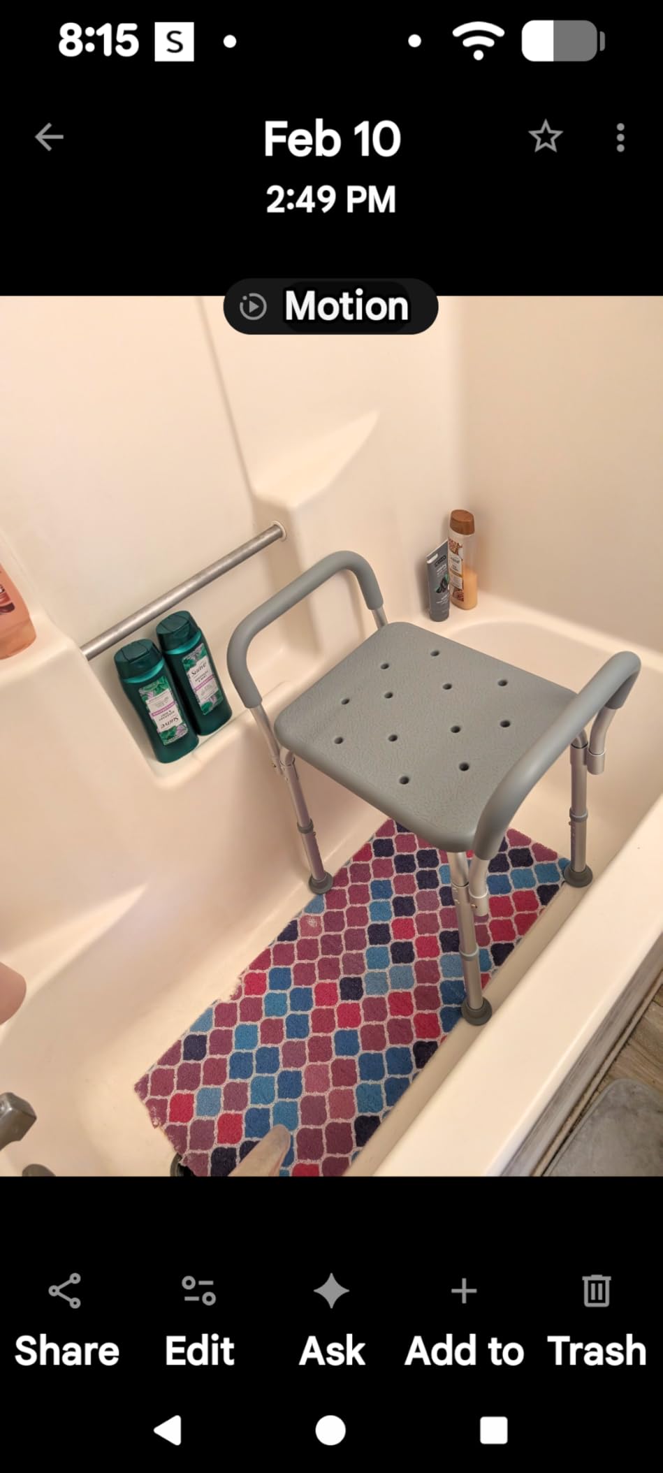 Medline Backless Shower Chair with Arms - 350 lb. capacity, Bench, Stool, Seat for Elderly, Seniors Independent Adult and Disabled Adults customer photo 1