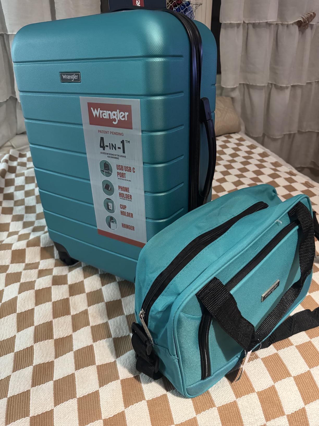 Wrangler Smart Spinner Hardside Luggage, 2 Piece Set, Teal customer photo 2
