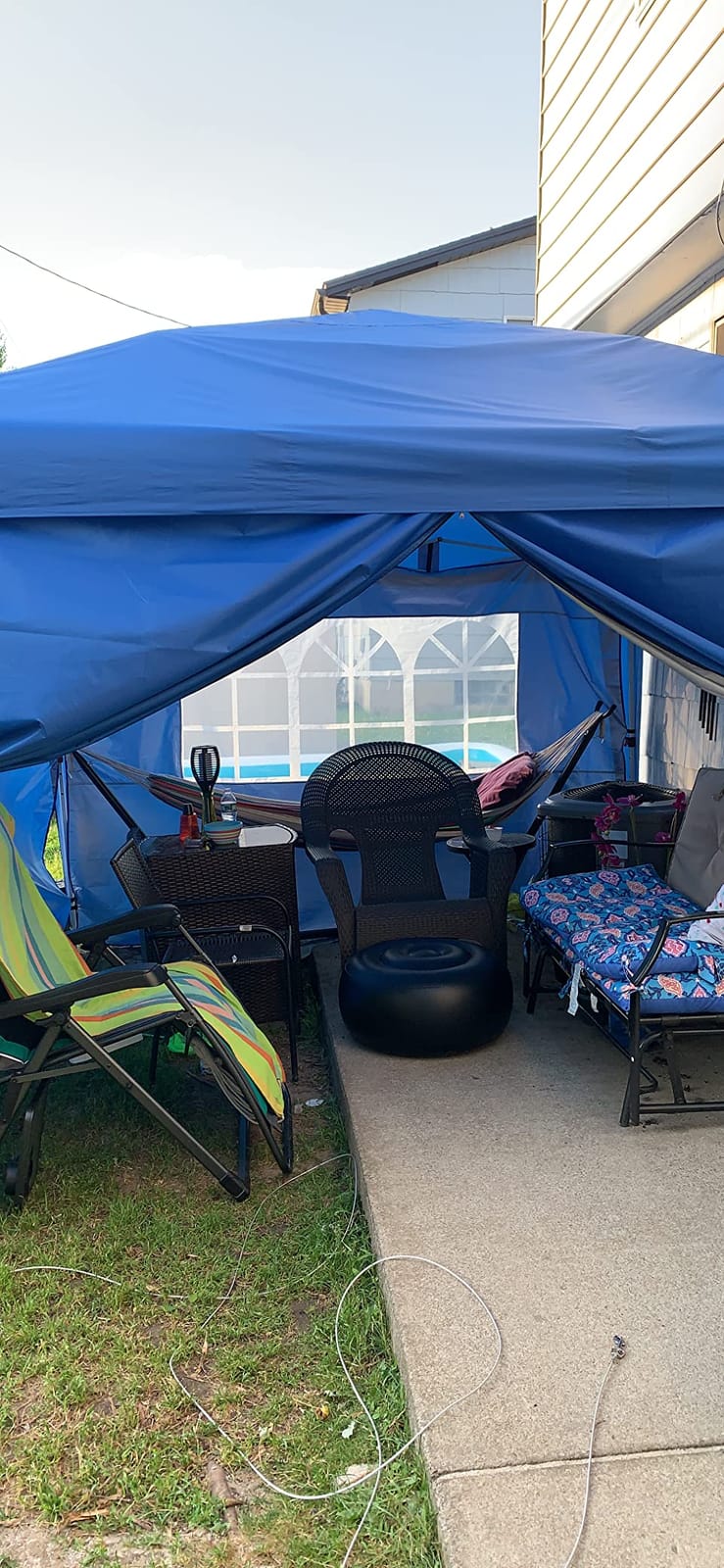 Yaheetech 10x10 Pop Up Canopy Tent with 4 Removable Sidewalls, Blue customer photo 1