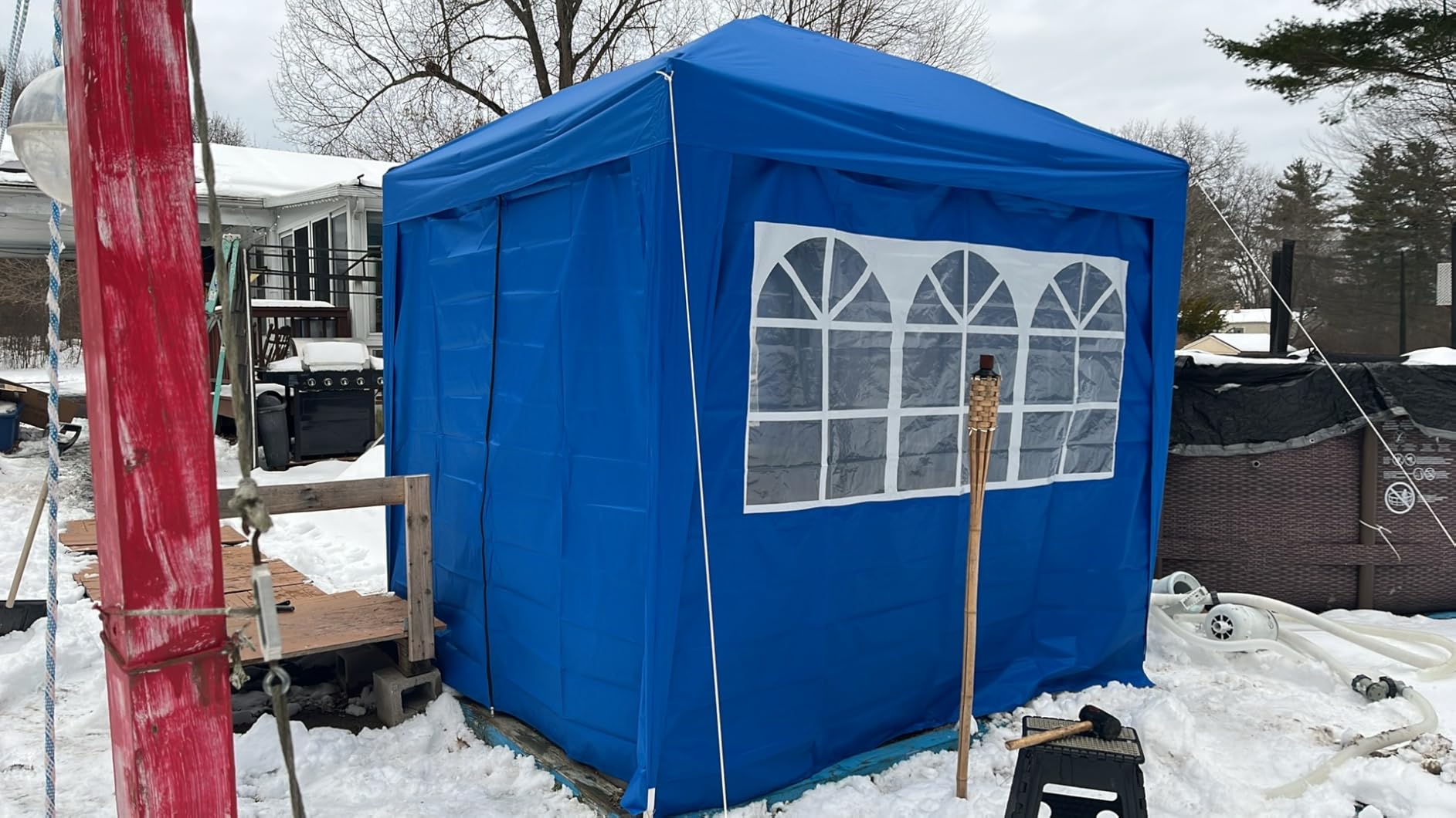 Yaheetech 10x10 Pop Up Canopy Tent with 4 Removable Sidewalls, Blue customer photo 2