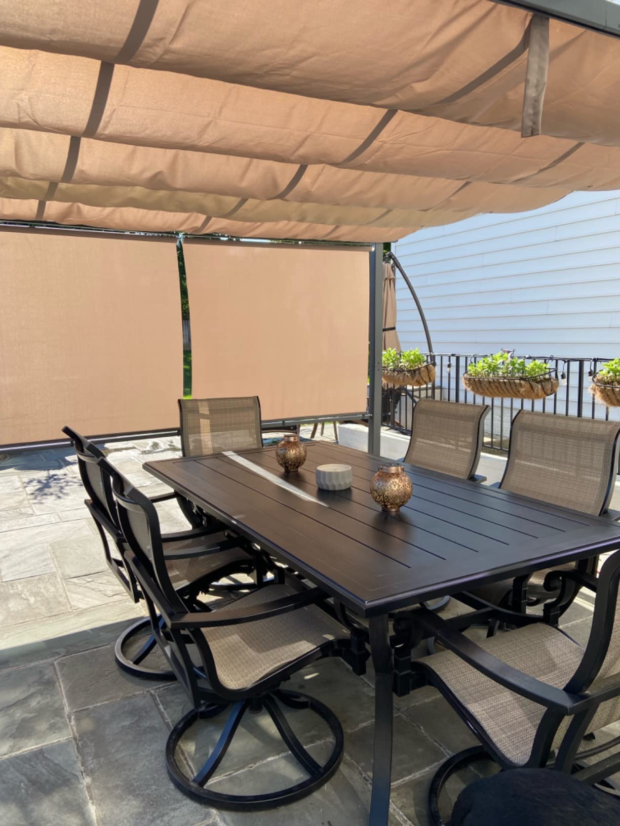 Aoodor 10 x 12 ft Outdoor Pergola with Retractable Shade Canopy, Brown customer photo 1