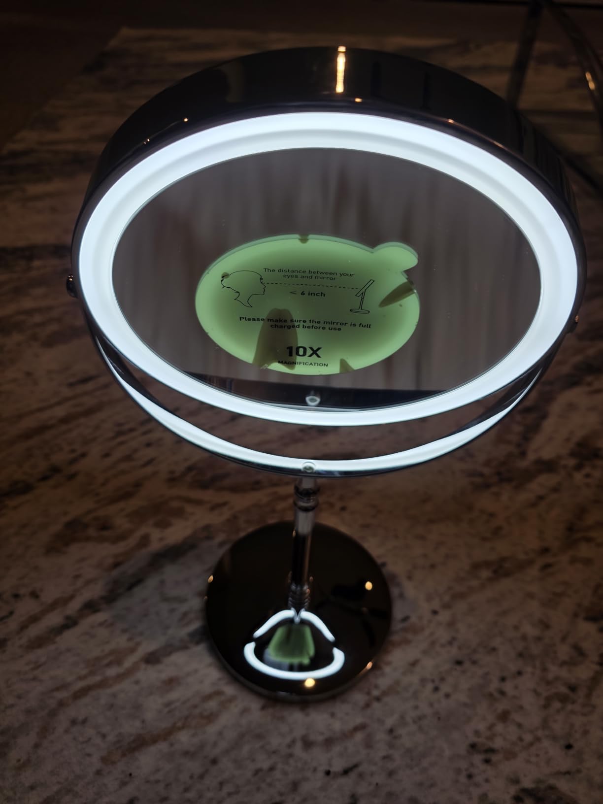 DEIOVWXS Makeup Mirror, Rechargeable Vanity Mirror with 3 Lights, 1X/10X customer photo 2