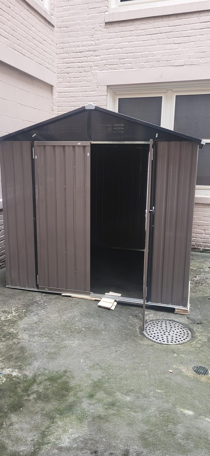 AECOJOY 6' x 8' Outdoor Metal Storage Shed, Heavy Duty Garden Tool Shed with Lockable Double Hinged Door, Small Lawn Mower & Bike Storage Shed for Backyard, Patio - Gray customer photo 2