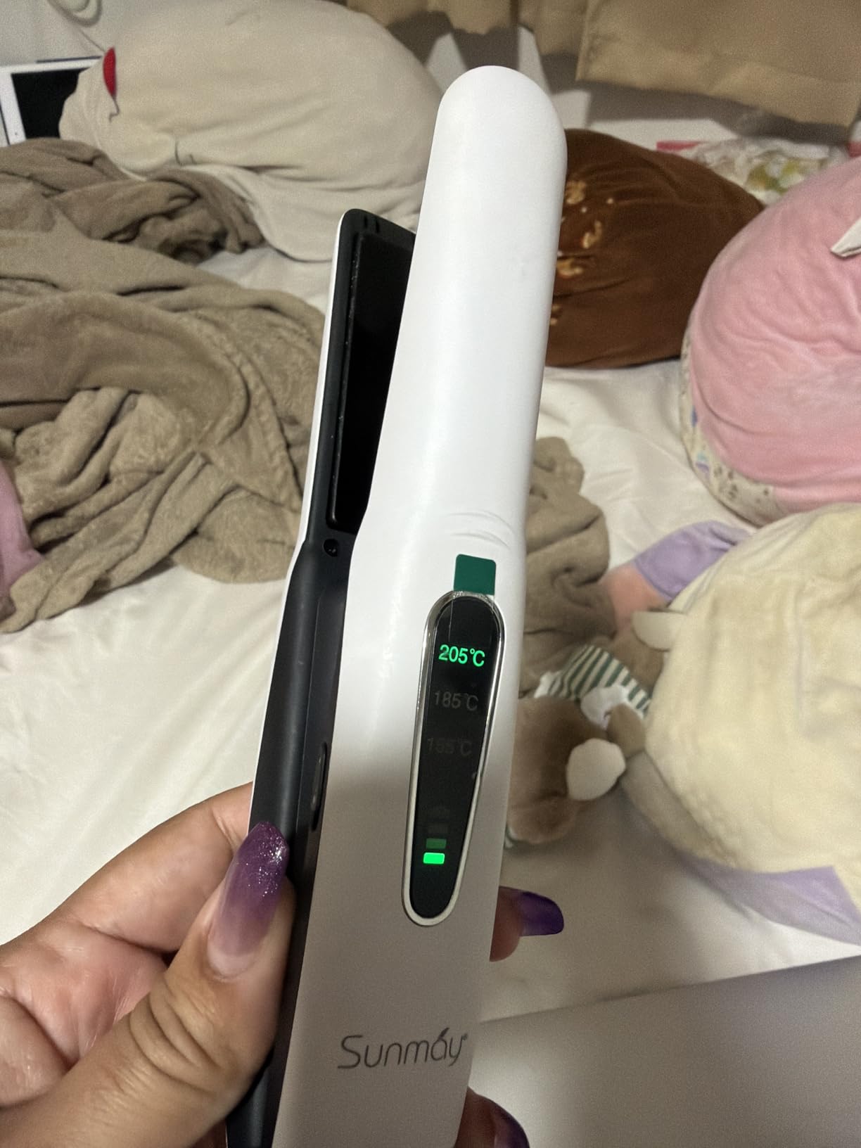 SUNMAY Cordless Hair Straightener, Titanium Portable Straightener for Travel, Dual Voltage Cordless Flat Iron Hair Straightener 2 in 1 with Comb & Clip for Women, Heat-up in Seconds, USB-C Fast Charge customer photo 2