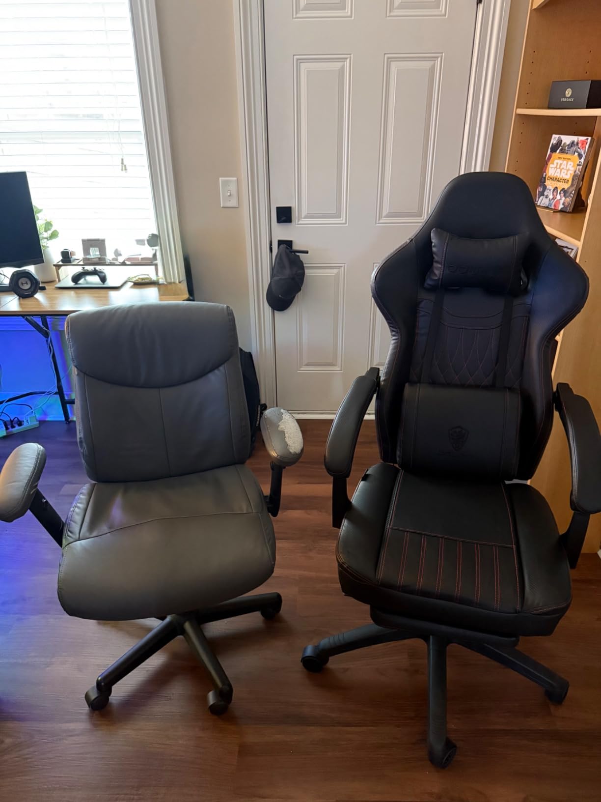 Dowinx Gaming Chair Breathable PU Leather Gamer Chair with Footrest Massage Lumbar Support, Big and Tall Ergonomic Reclining Computer Chair with Pocket Spring Cushion for Adults Teens (Brown) customer photo 2