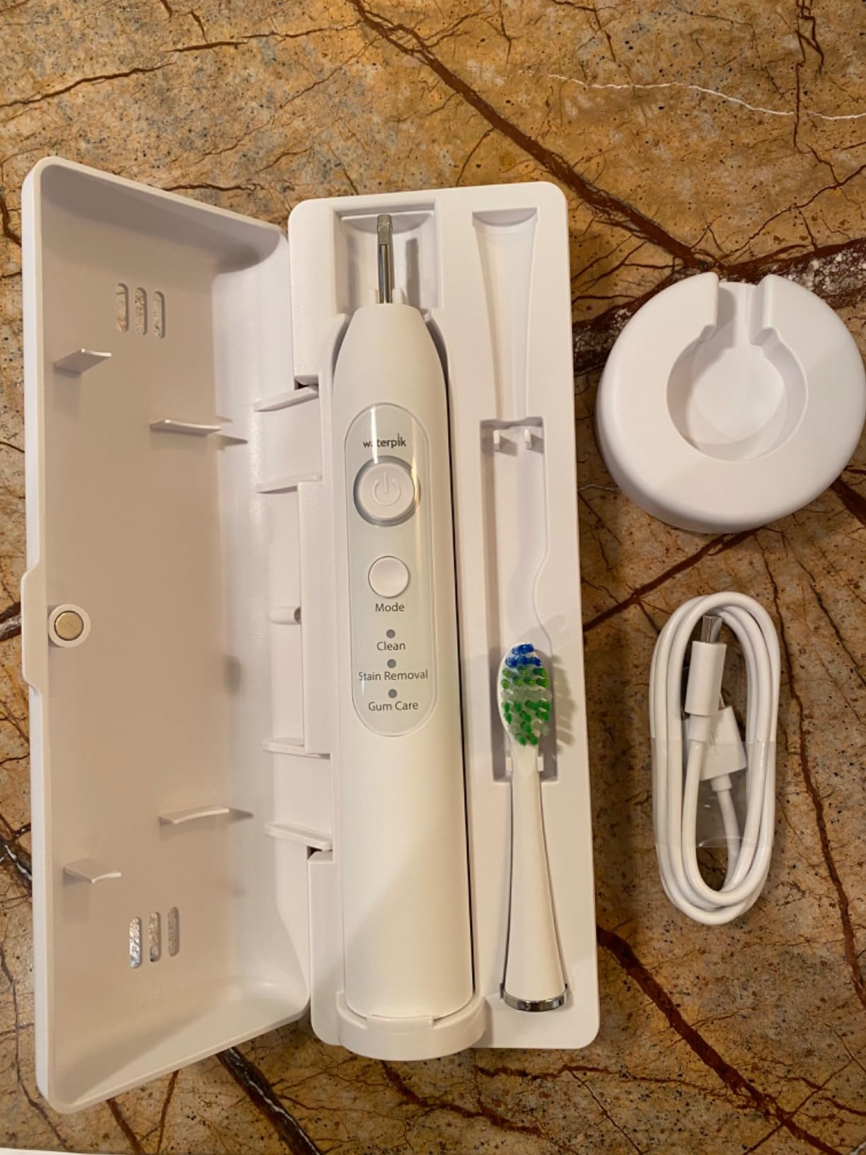 Waterpik Sensonic Sonic Electric Toothbrush, Rechargeable Toothbrush for Adults with 3 Modes, Travel Case, USB Charger, White STW-03W020, Packaging May Vary customer photo 2