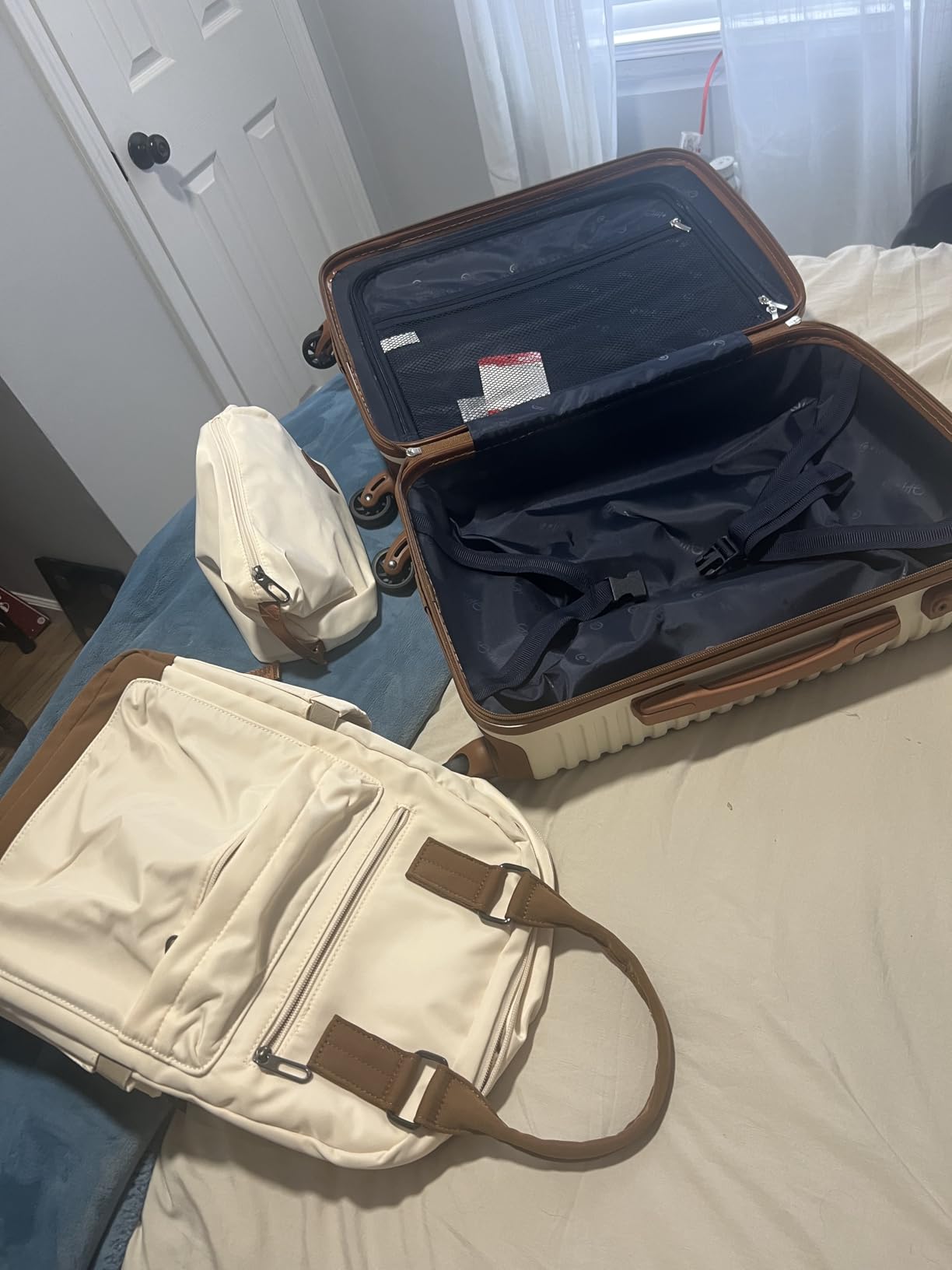 Coolife Luggage Set Carry On Suitcase,3 piece, White(BP/TB/20) customer photo 1