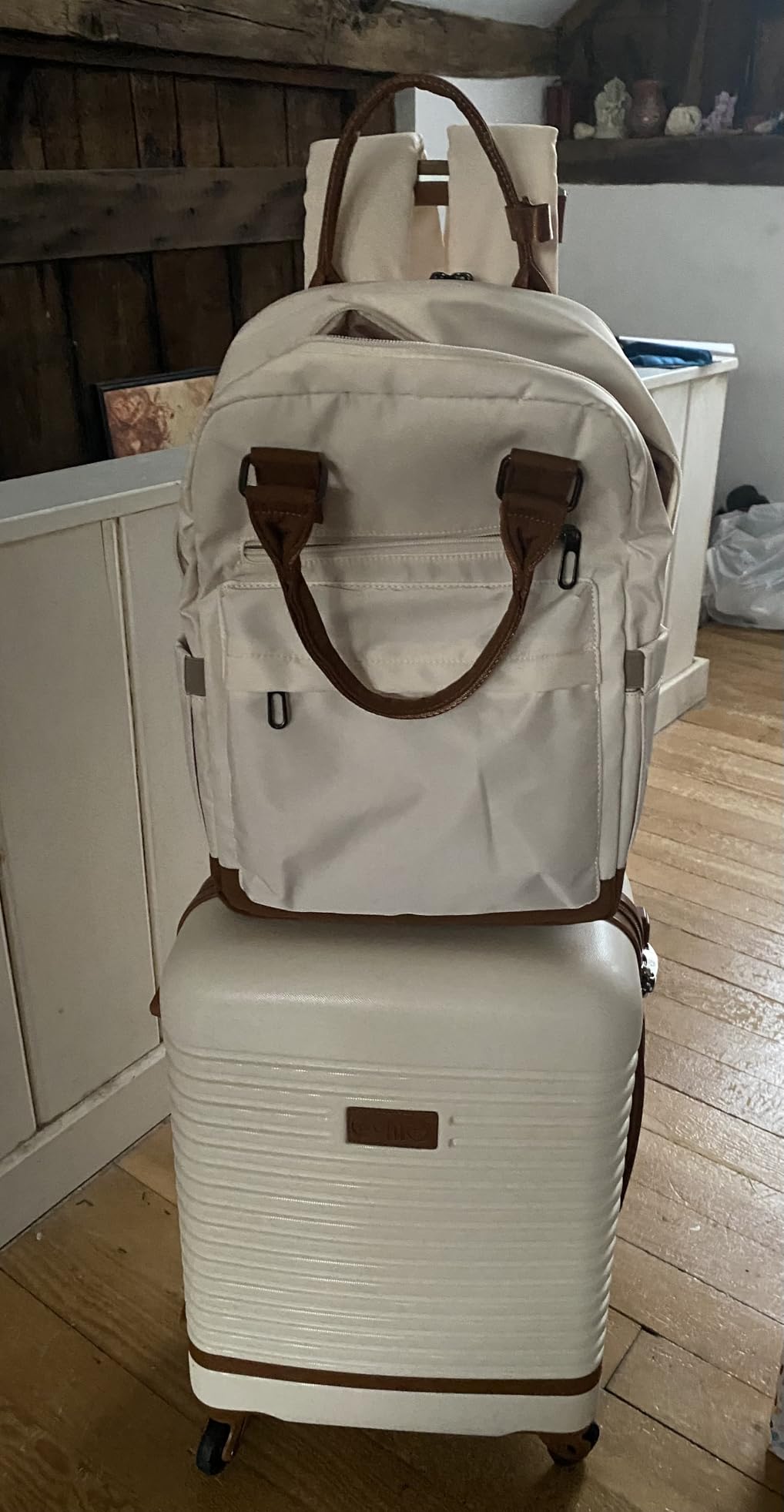 Coolife Luggage Set Carry On Suitcase,3 piece, White(BP/TB/20) customer photo 2