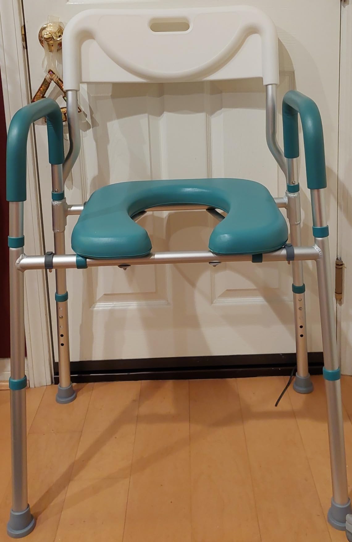 PELEGON Raised Toilet Seat with Handles (400lb) - Adjustable Height & Width Toilet Chair with Arms, Toilet Riser with Handles, Toilet Chair Over Toilet, Handicap Toilet Seat for Elderly (Teal) customer photo 1