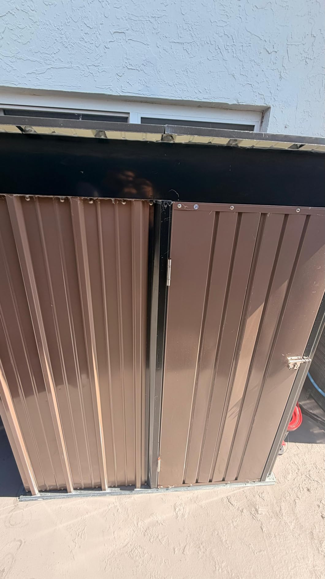 Flamaker 6x8 FT Storage Shed Waterproof Metal Garden Shed with Lockable Door Utility Tool Shed Outdoor Storage for Backyard, Patio and Lawn, Brown customer photo 1