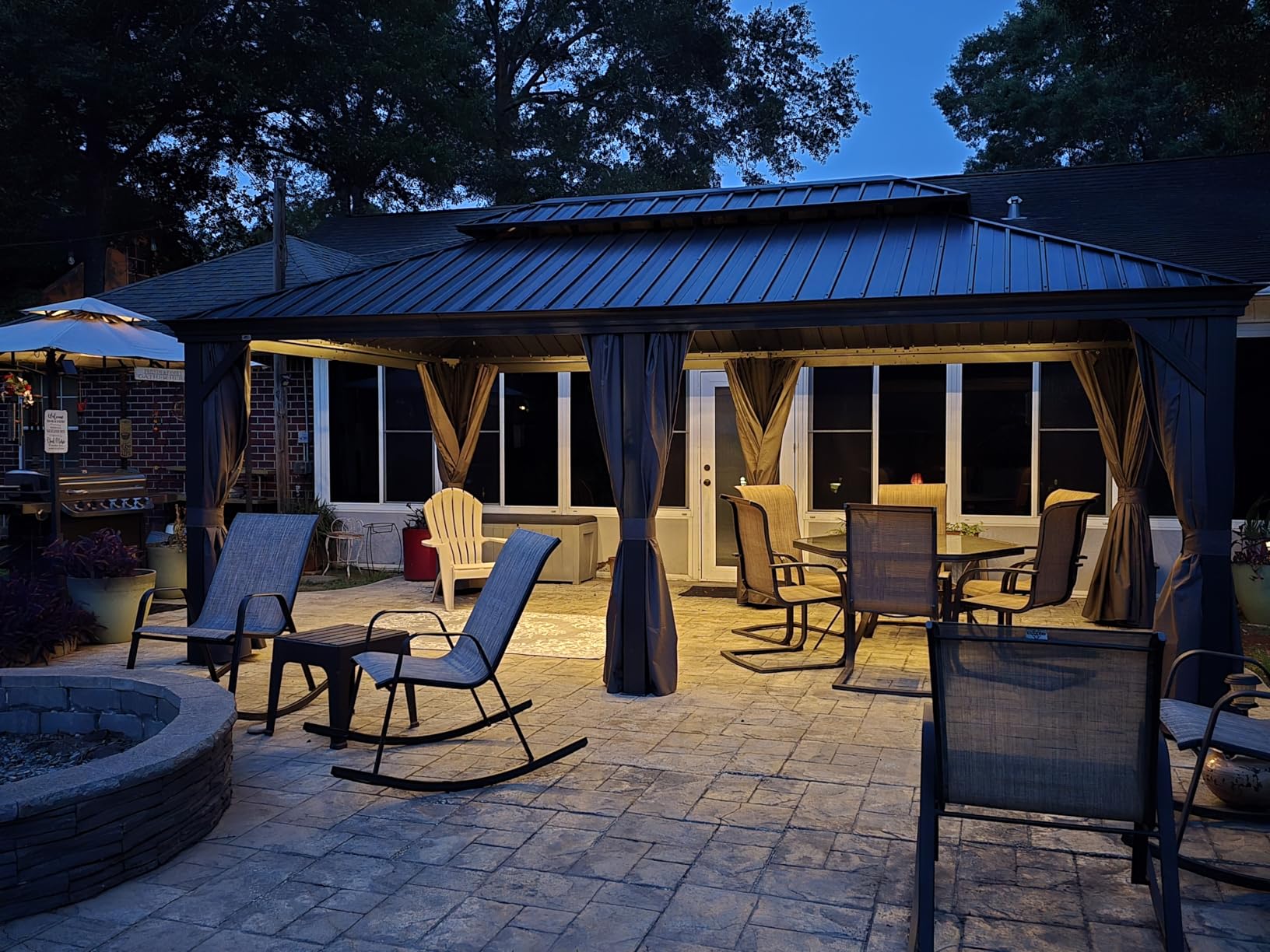 PURPLE LEAF Permanent Hardtop Gazebo 10' X 12' with Light, Gray customer photo 1