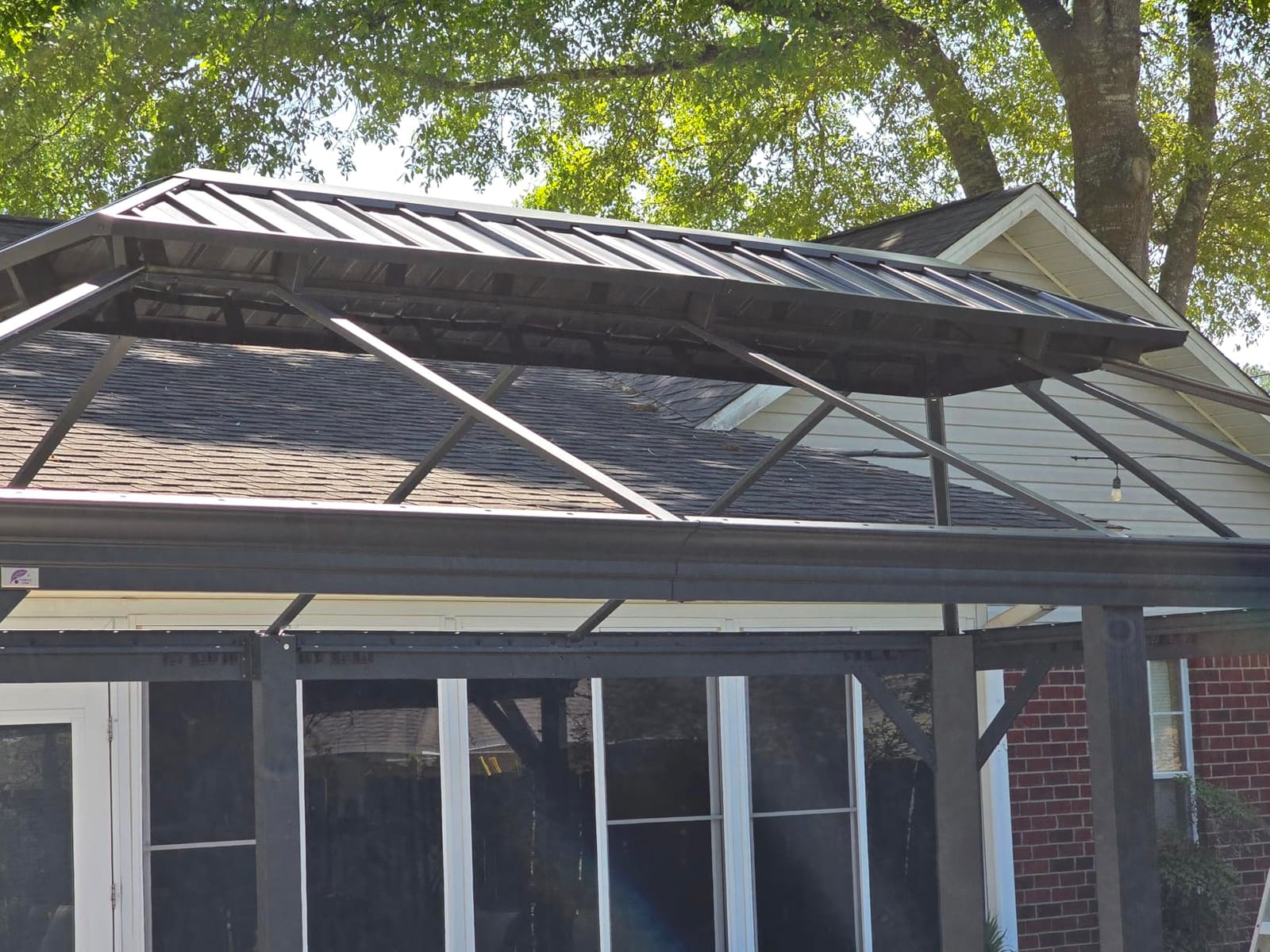 PURPLE LEAF Permanent Hardtop Gazebo 10' X 12' with Light, Gray customer photo 2