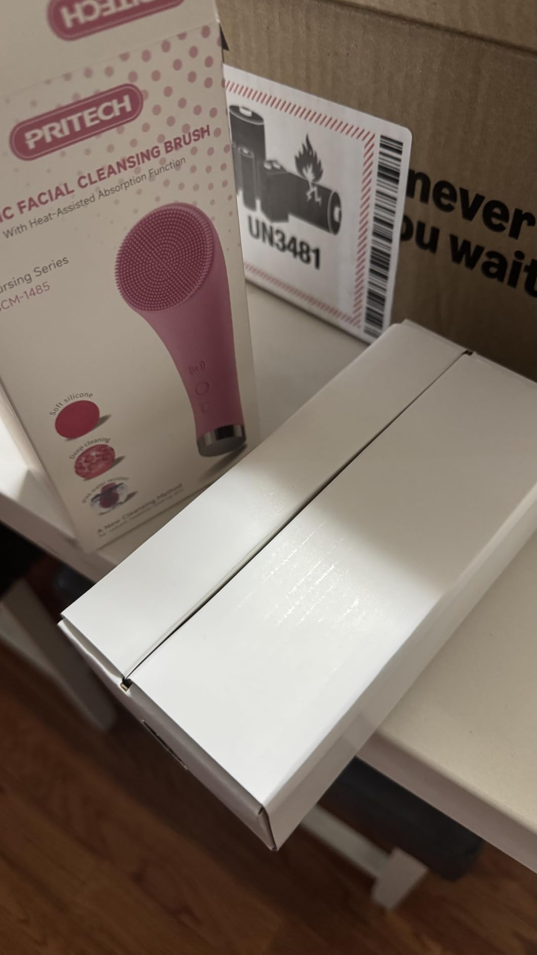 PRITECH Facial Cleansing Brush, Rechargeable Silicone Face Scrubber with Heat Massage End, Vibrating Exfoliator Scrubber for Deep Cleaning, Waterproof Face Brush for Women and Men (Pink) customer photo 1
