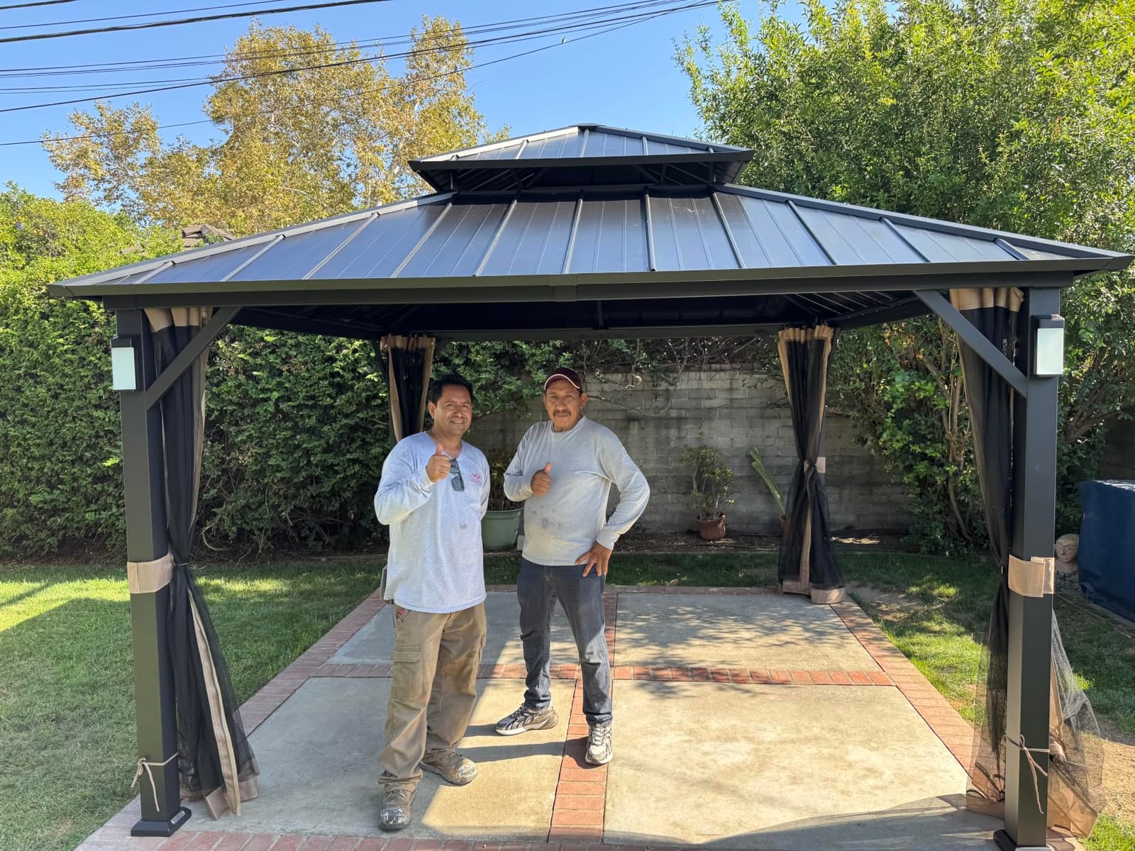 Modern Shade Hardtop Gazebo 10x10 with 4 LED Lights for Backyard, Black customer photo 2