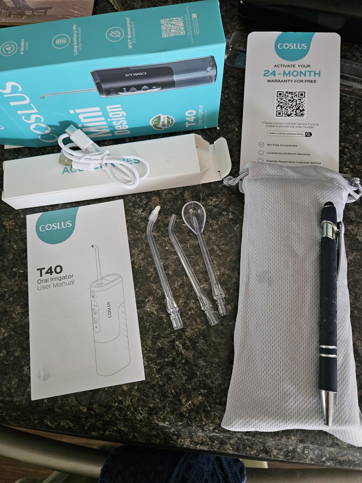 COSLUS T40 Mini Water Flosser for Travel, Portable Compact Design, Balck customer photo 1