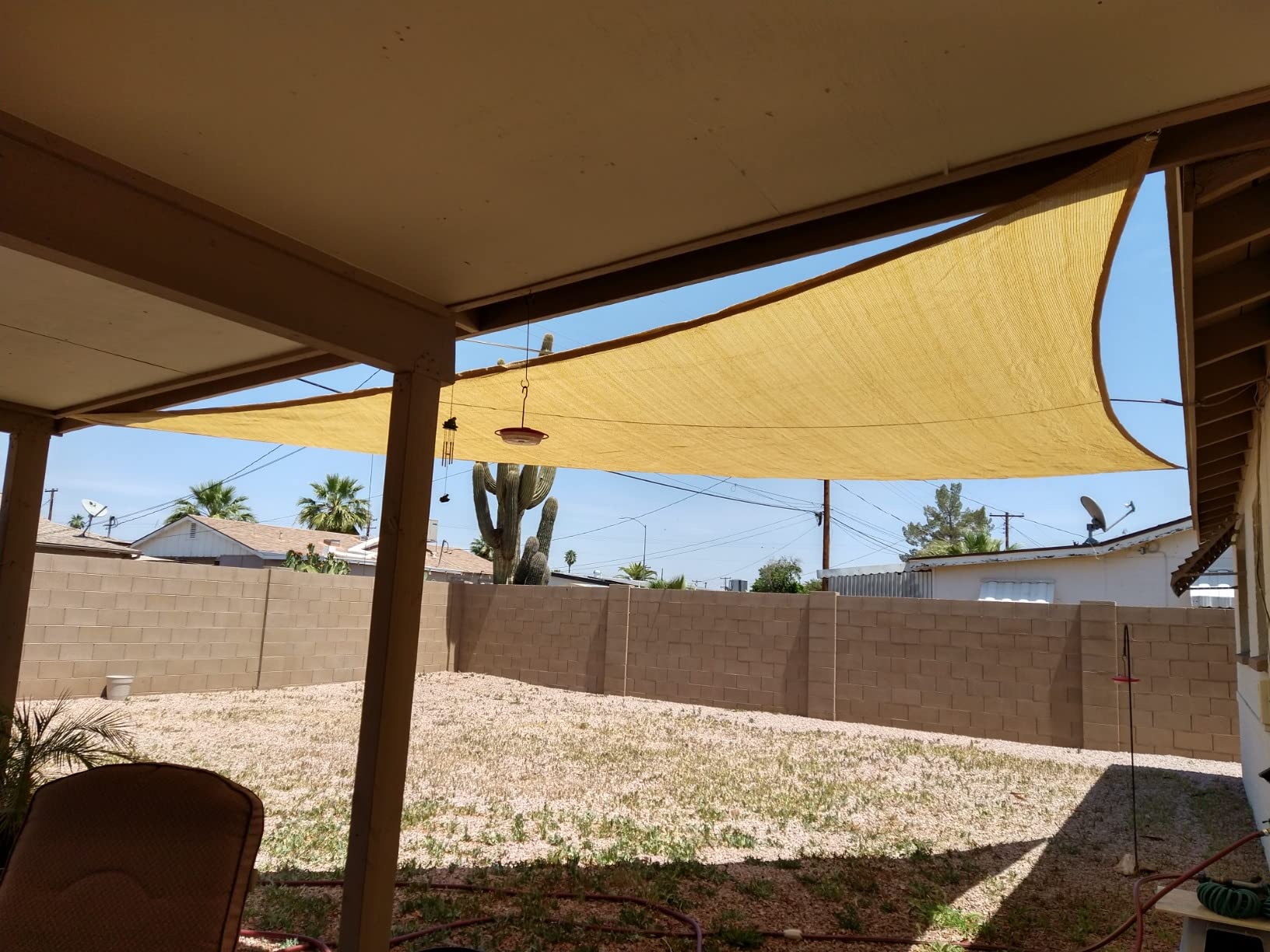 ColourTree 20' x 20' x 28.3' Beige Triangle Sun Shade Sail for Patio customer photo 1