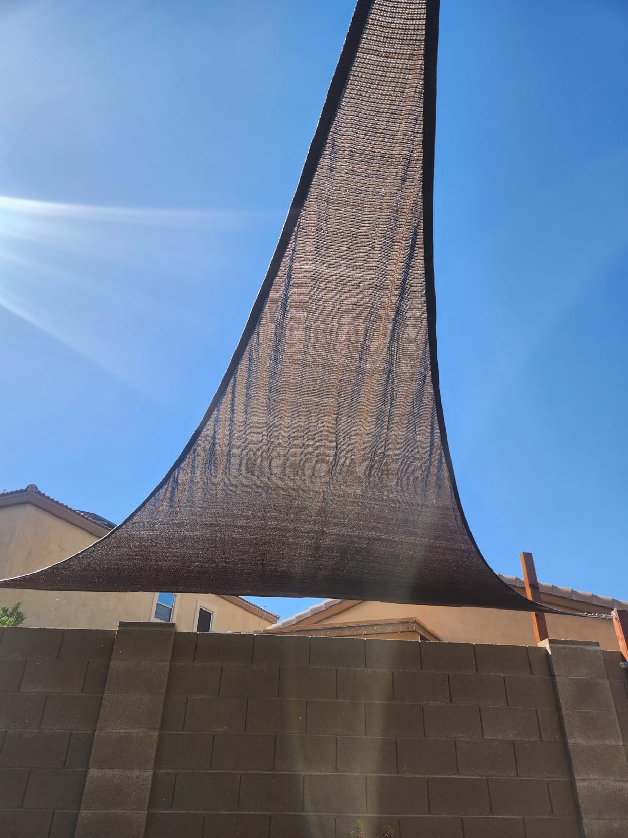 ColourTree 20' x 20' x 28.3' Beige Triangle Sun Shade Sail for Patio customer photo 2
