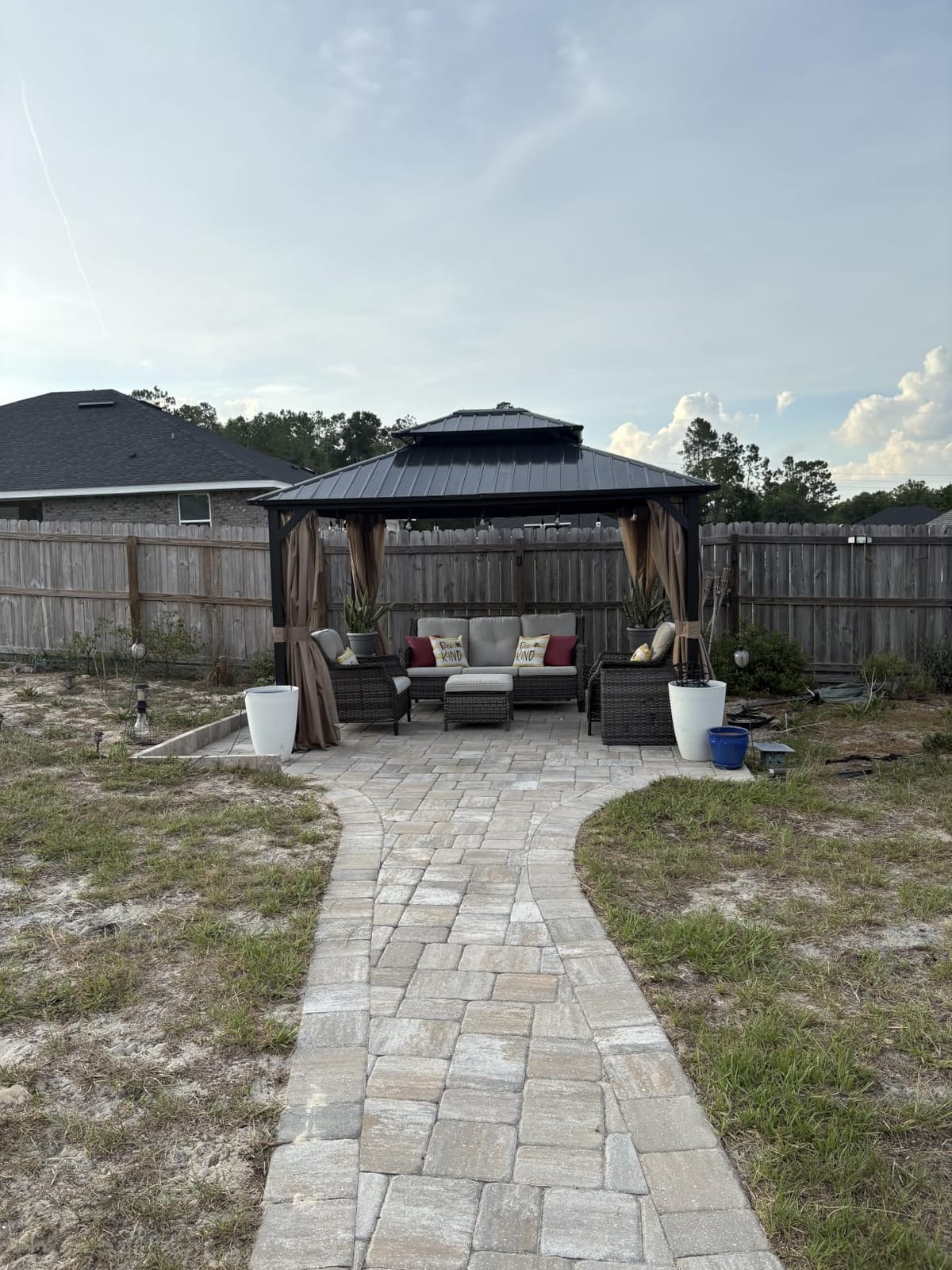 10’x12’ Hardtop Gazebo, Galvanized Steel Double Roof Canopy with Heavy-Duty Steel Frame, Outdoor Pavilion with Nettings and Curtains customer photo 2