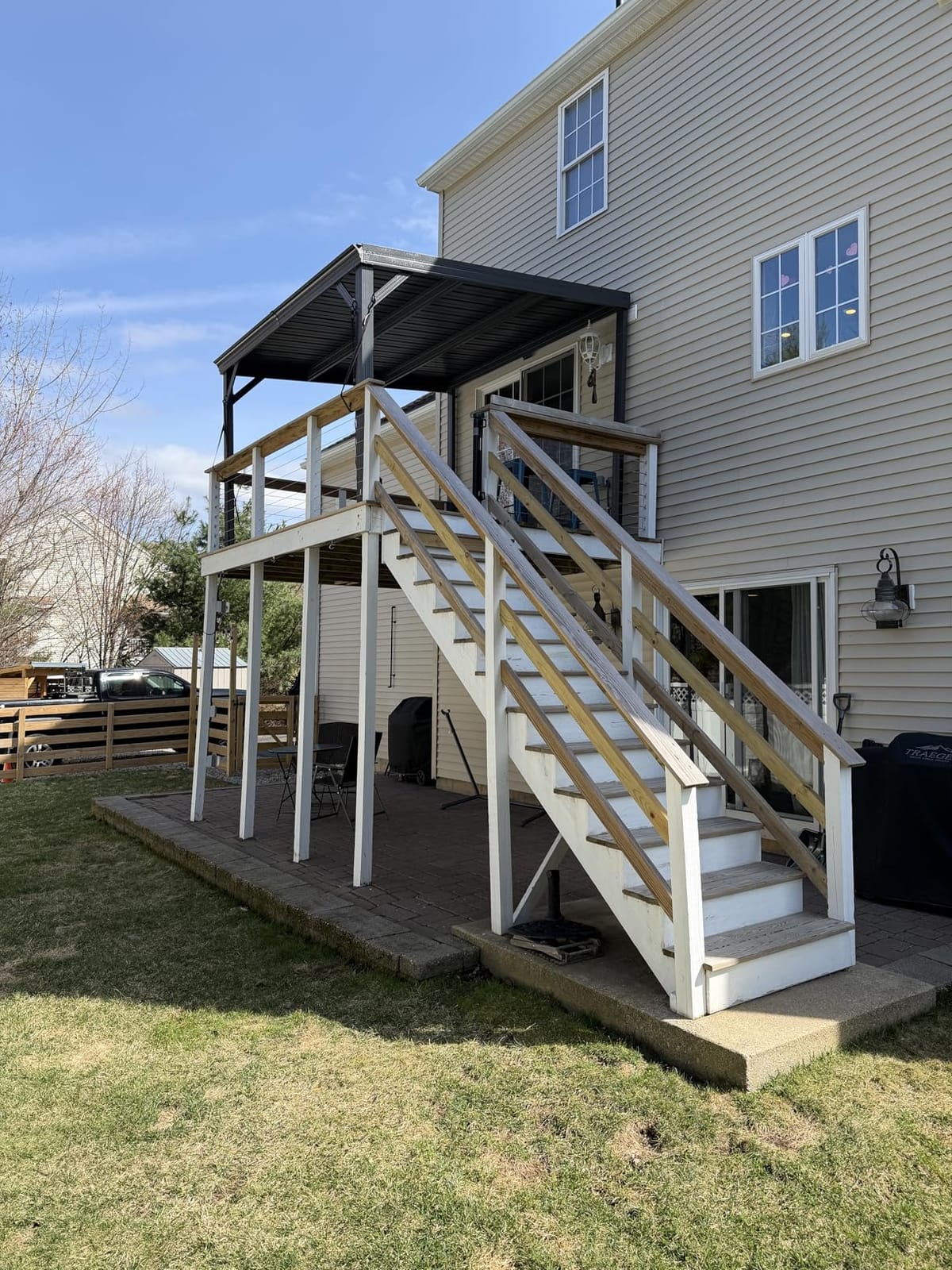 Domi 8'x 8' Lean to Gazebo,Outdoor Gazebo Pergola with Sloped Roof, Grey customer photo 2