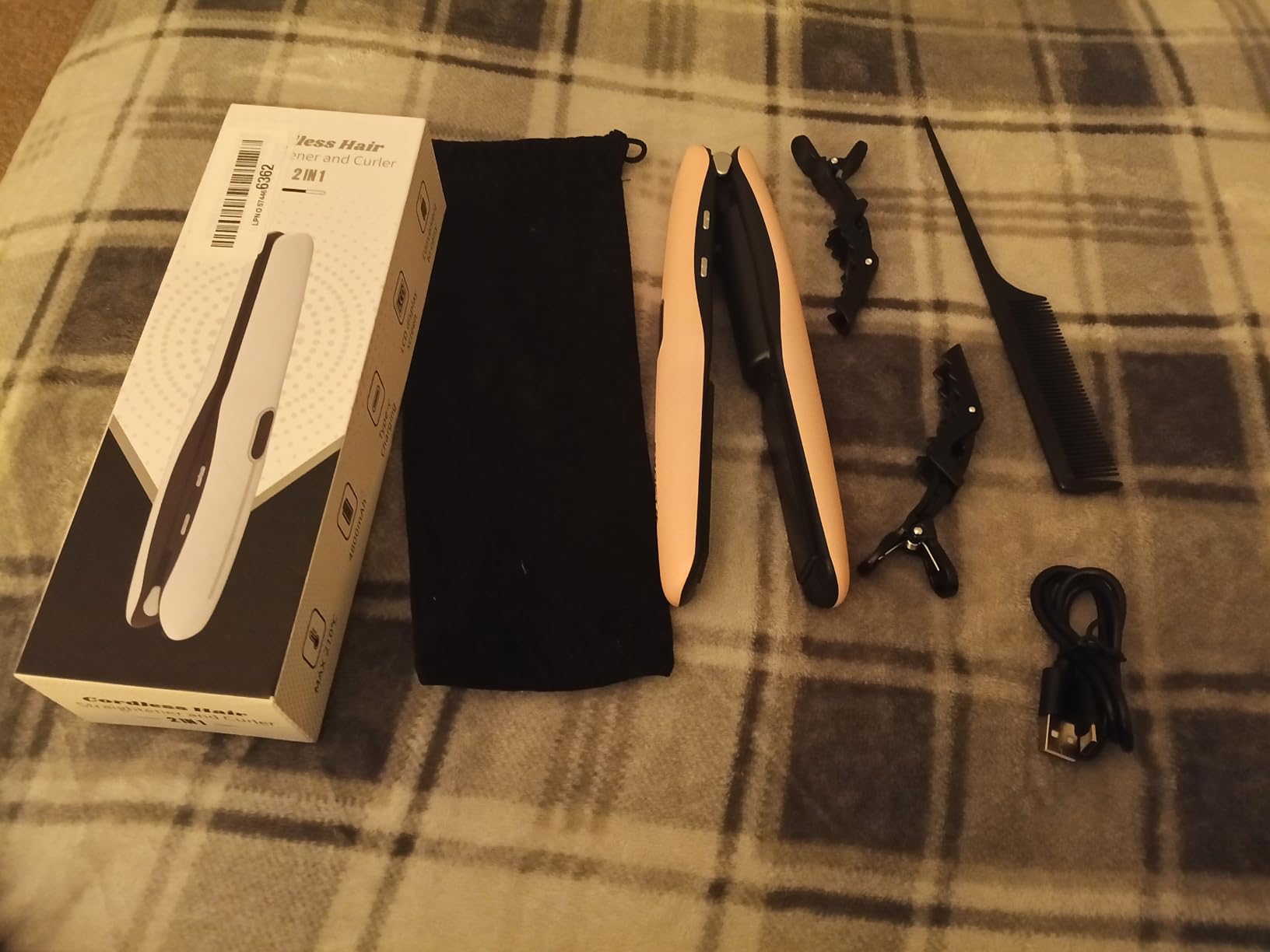 Cordless Hair Straightener, Mini 2-in-1 Travel Flat Iron, Grey customer photo 1