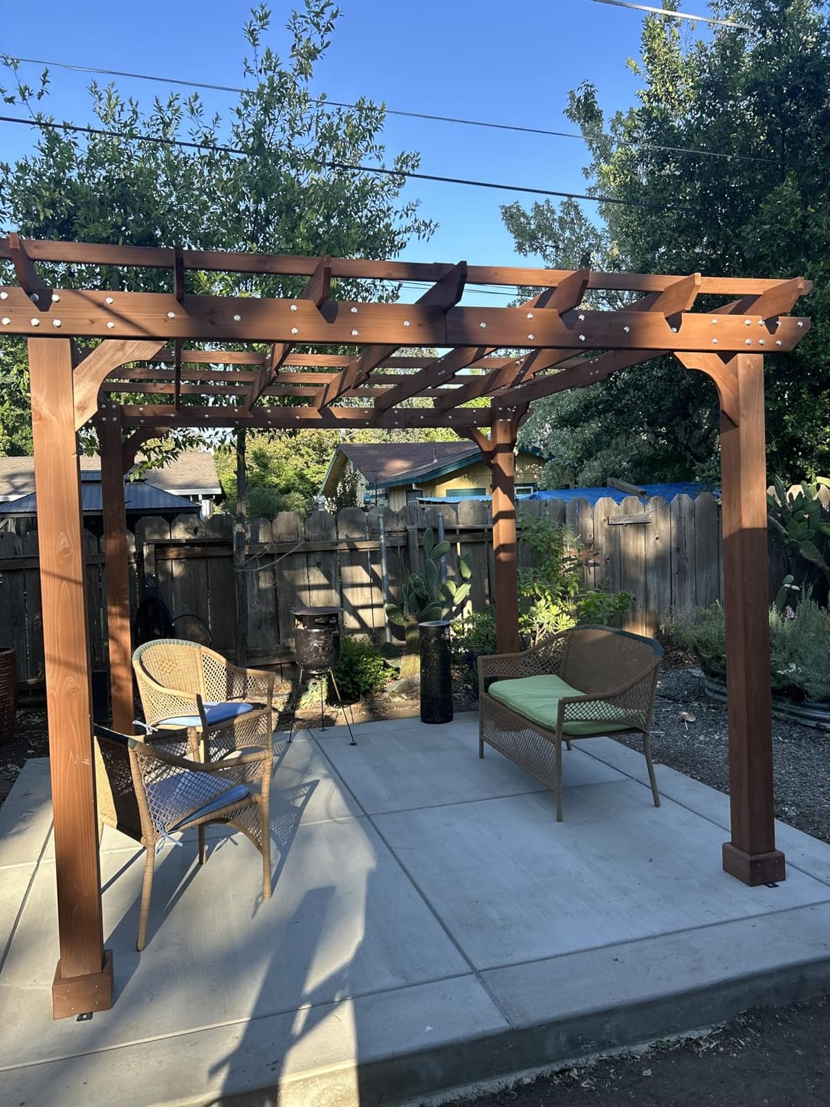 MUPATER 12x14 FT Wooden Pergola, Cedar Pergola Kit with Roof, Outdoor Garden Shelter for Backyard, Deck, Lawn, Pool, Natural customer photo 1