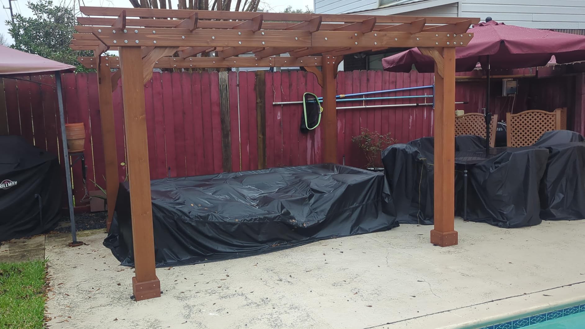 MUPATER 12x14 FT Wooden Pergola, Cedar Pergola Kit with Roof, Outdoor Garden Shelter for Backyard, Deck, Lawn, Pool, Natural customer photo 2