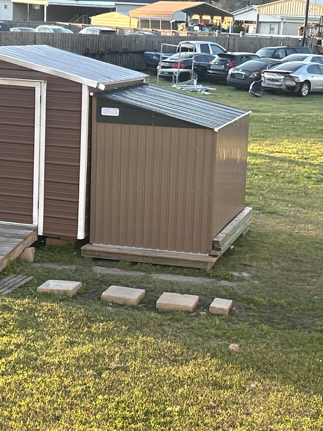 8'x12' Outdoor Lean to Storage Shed with Triple Doors Utility Galvanized Steel Sheds for Vertical Storage, Dual Lock Metal Shed with Sloped Roof for Mower,Bike,Garden Tools (Black) customer photo 2