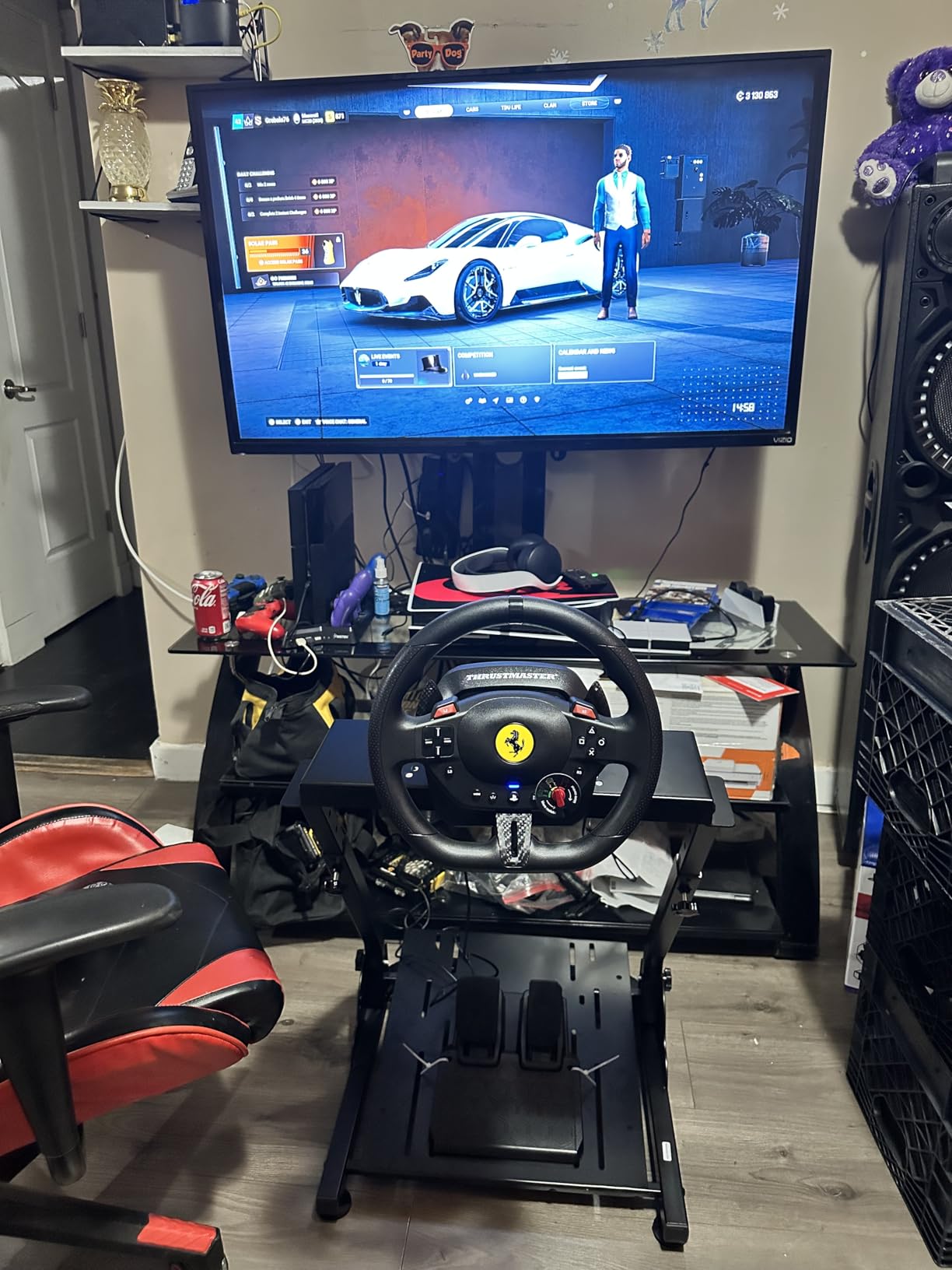 VEVOR Racing Wheel Stand, Adjustable & Foldable Simulator Stand for Logitech G29 G27 G920 G923, Thrustmaster T300RS T300GT T248 TS-PC TSXW Gaming Cockpit,Pedals Simulator NOT Included customer photo 1