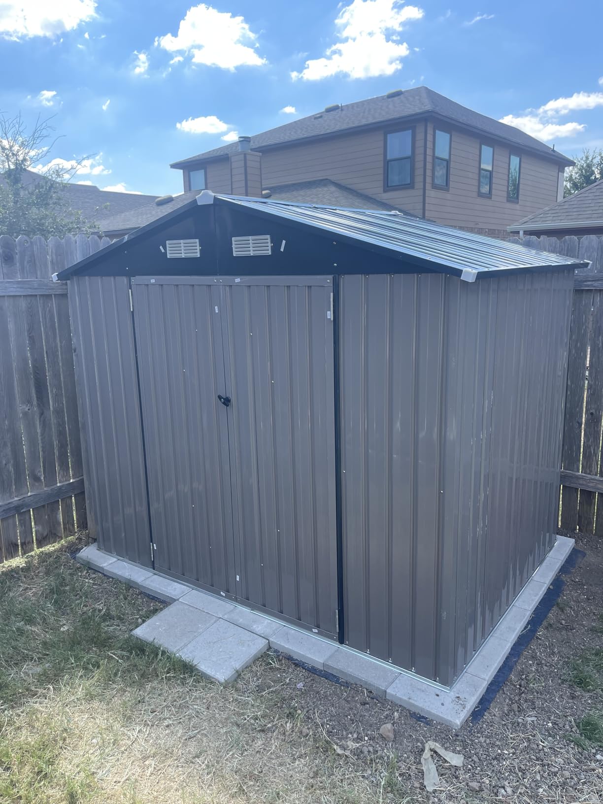 Aoxun 6' x 4' Lean to Shed Outdoor Steel Garden Utility Cabinet with Lockable Door Waterproof & Rust-Proof for Yard, Patio, Backyard (Brown) customer photo 2