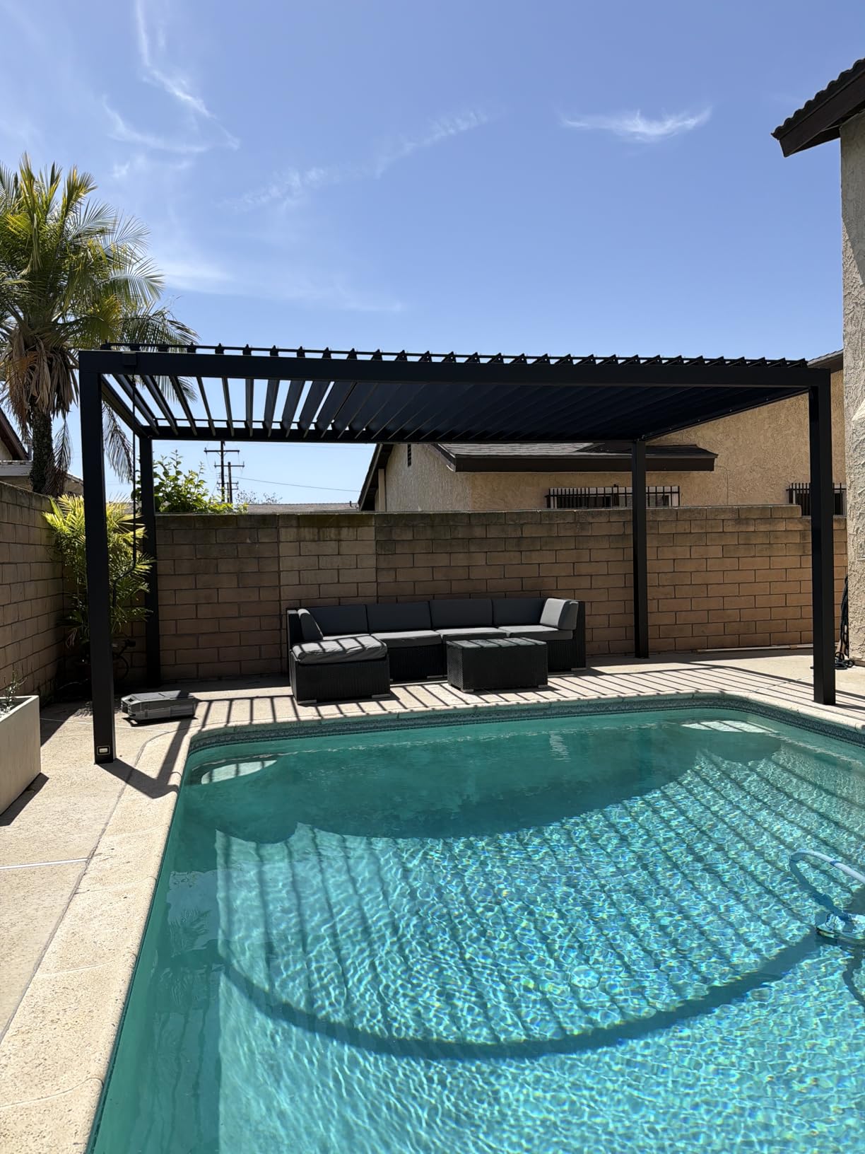 Backyard Discovery Sarasota 10' x 10' Galvanized Steel Louvered Pergola Kit with Adjustable Roof, Shade, Rain Protection, High-Wind Rating, Gutter System for Outdoor Patio, Garden, Deck, Entertaining customer photo 1