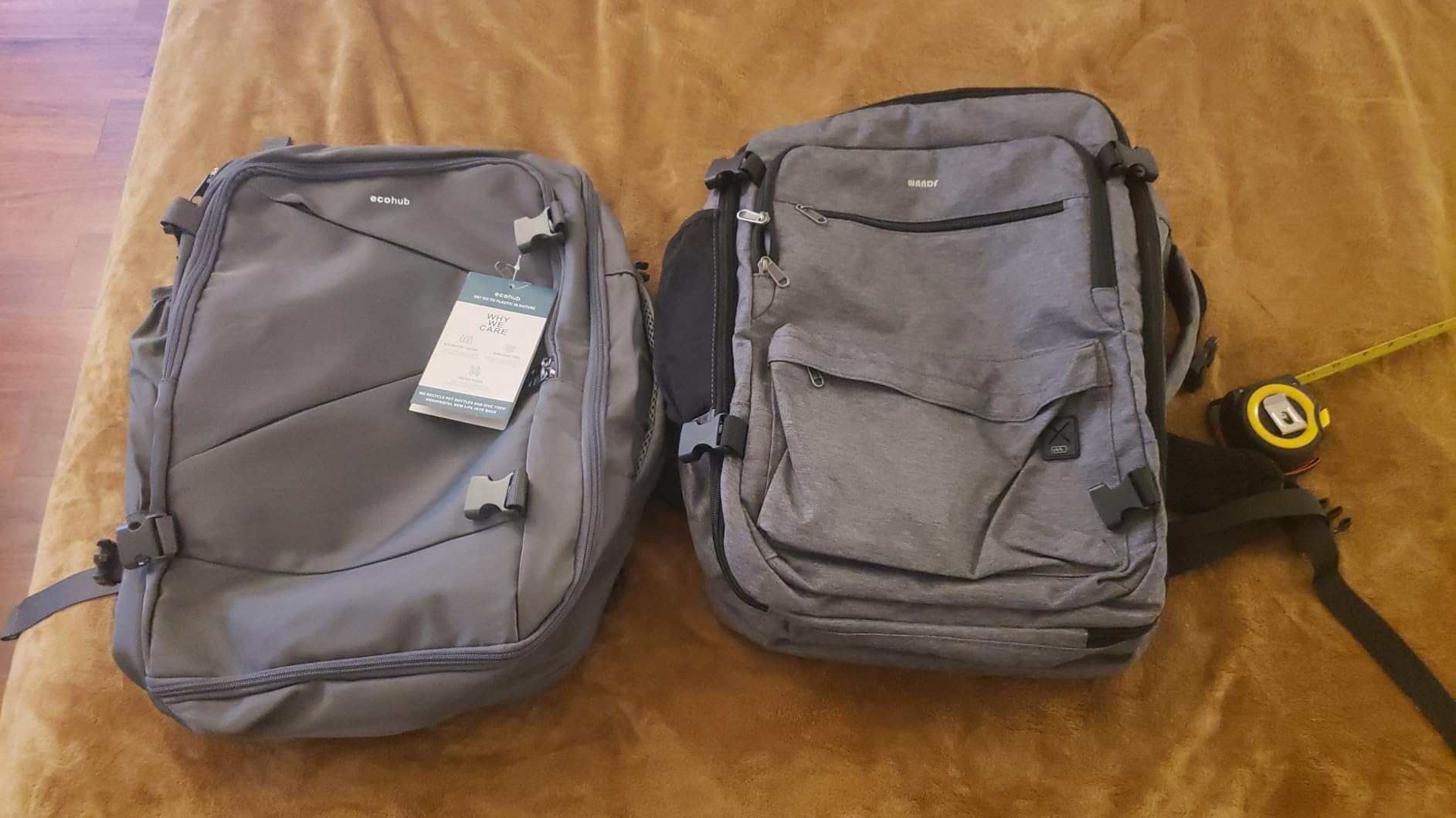 WANDF Personal Item Travel Bag 17x10x9, Carry On Laptop Backpack (Black) customer photo 1