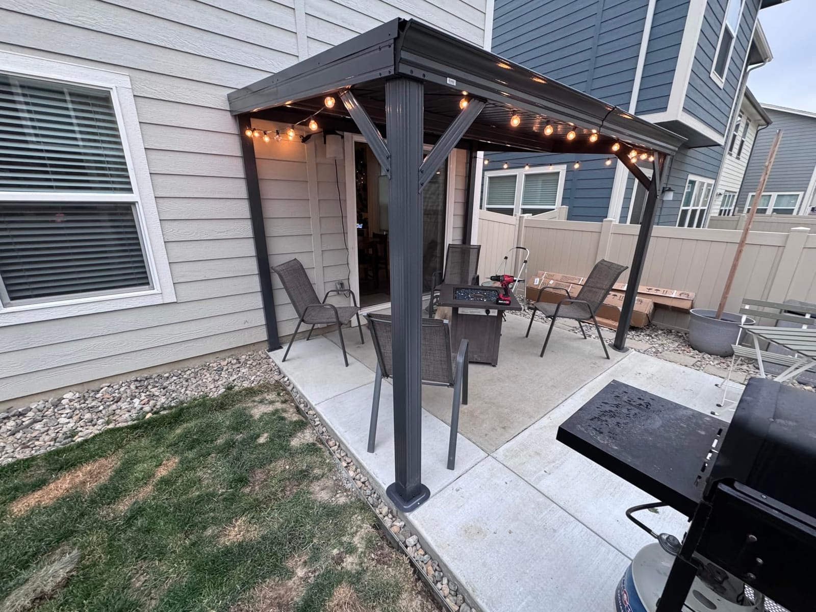 Domi 10'x 16' Lean to Gazebo,Outdoor Gazebo Pergola with Sloped Roof, Grey customer photo 2
