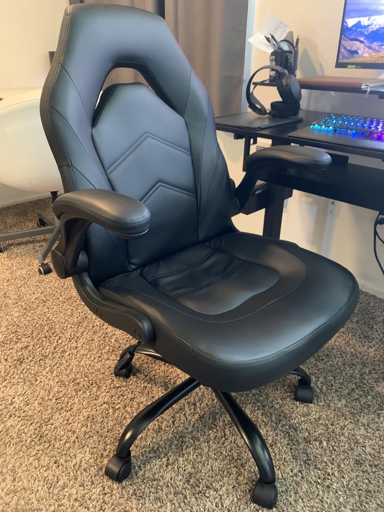 Sweetcrispy Computer Gaming Chair, Home Office Desk Chair, PU Leather customer photo 2