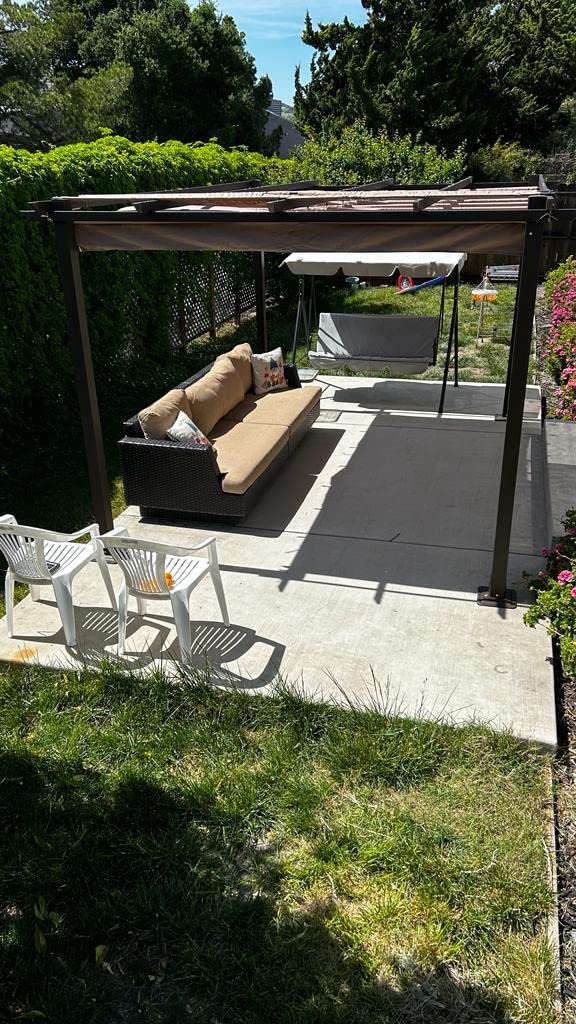 HAPPATIO 10' X 13' Retractable Pergola with Sun Shade Canopy, Patio Aluminum Frame Shelter for Backyards, Gardens, Porch, Includes Ground Studs and Expansion Screws (Grey) customer photo 2