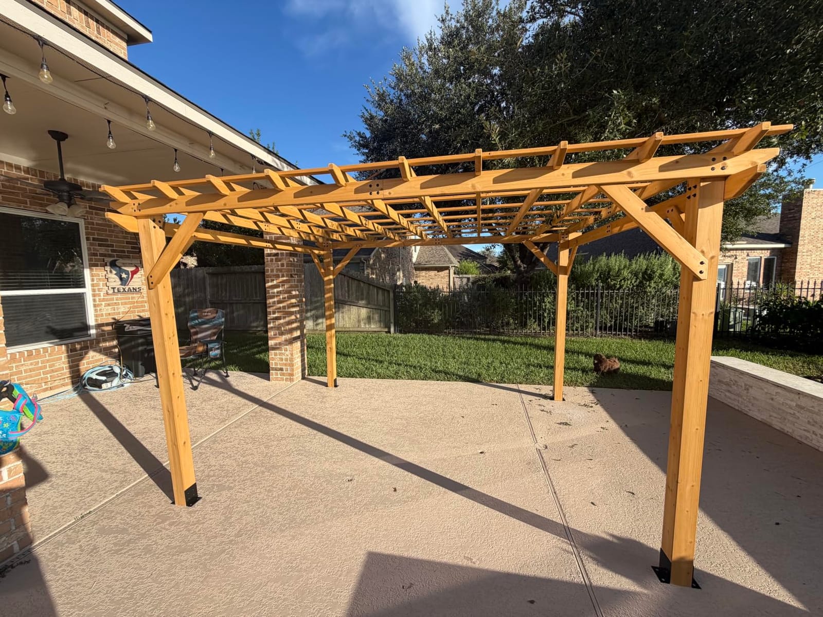 Aoxun Cedar Wood Pergola 10x12, Multi-Level Trellis Roof,100MPH Wind Rating customer photo 1