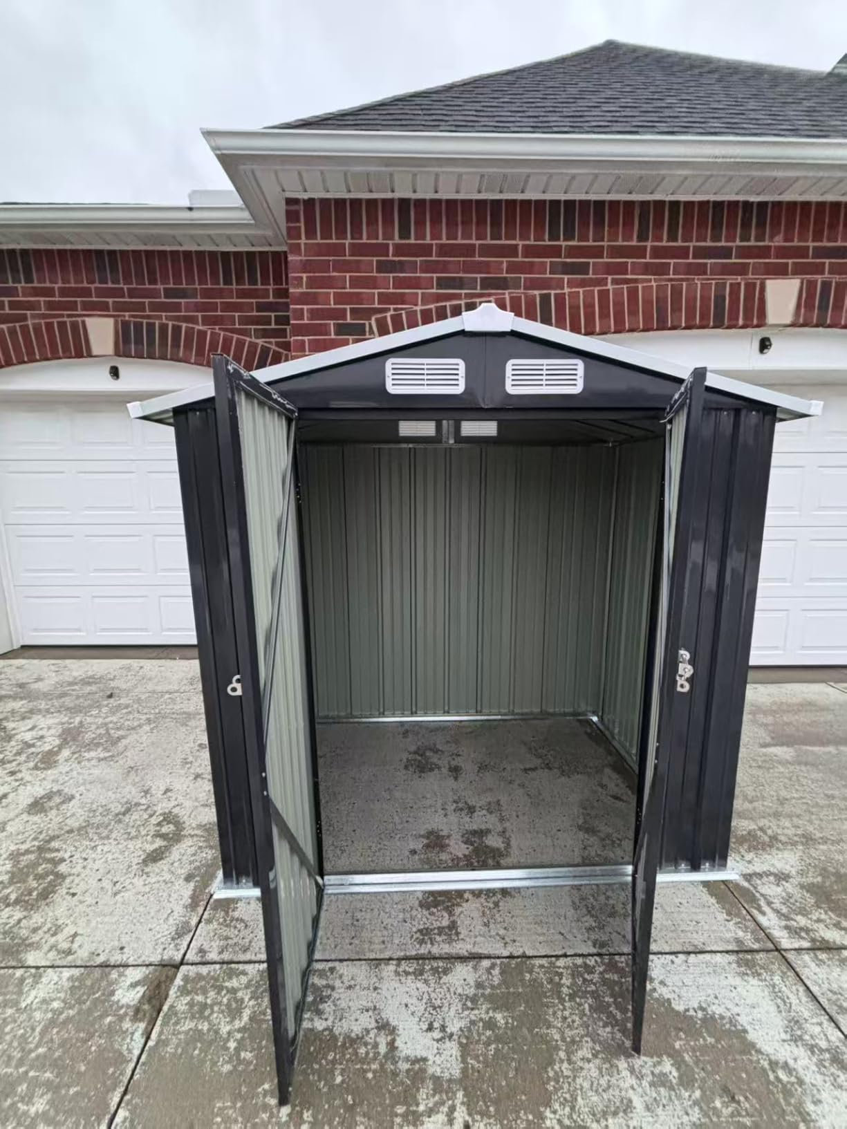 8x6FT Outdoor Storage Shed with Floor Black customer photo 1